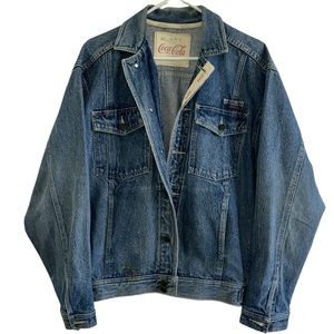 VINTAGE COCA COLA MENS DENIM JEAN JACKET LIGHTWEIGHT BLUE LARGE